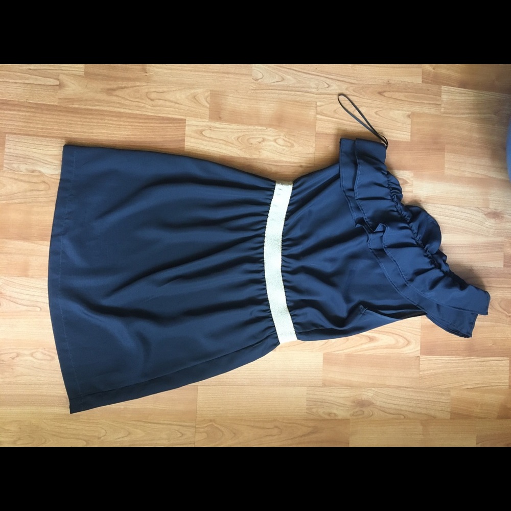Navy one shoulder dress